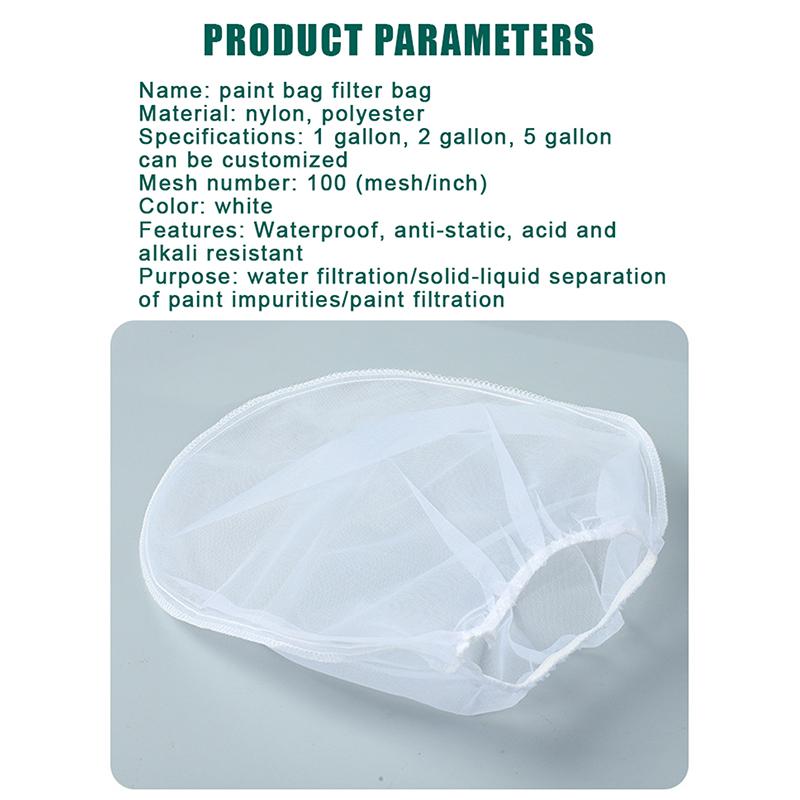 5Pcs Nylon Paint Strainer Bags Top Opening Paint Strainer Bags Paint Screen Net Home Decoration Paint Screen Net Filter Bag