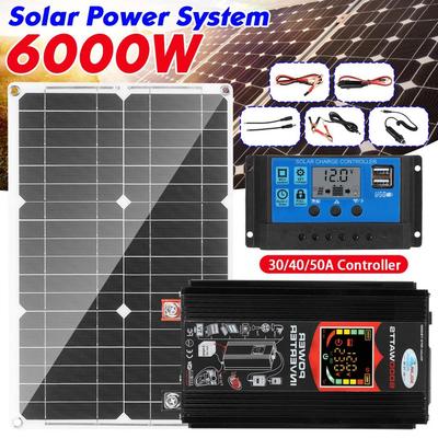 220V/6000W Complete Controller Home Grid Camp Phone Solar Panel Inverter Solar Power System Battery Charger