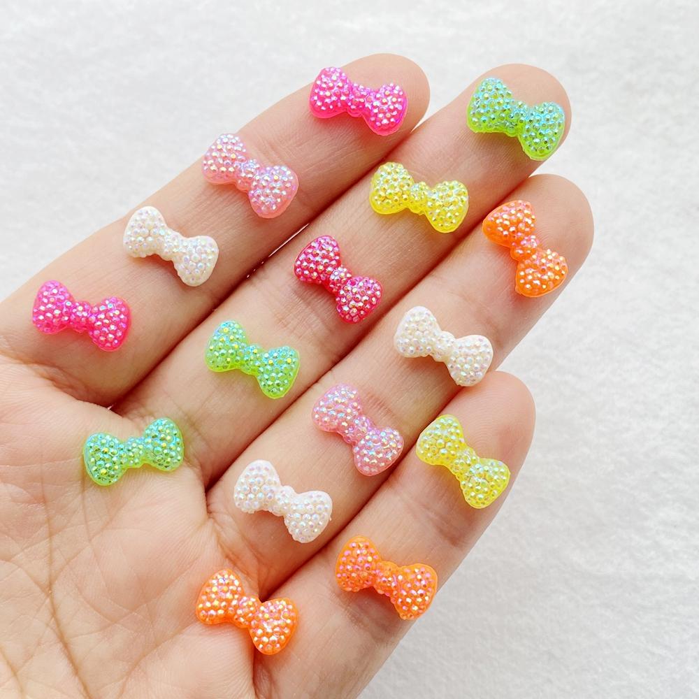 

50Pcs New Mixed Nail Art Resin Small Bow Tie Designer Charms Rhinestones DIY Craft For Nail 3D Decorations