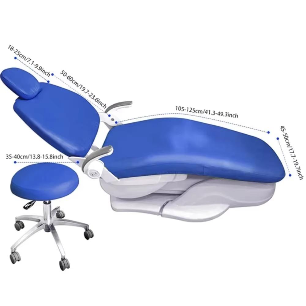 Ensemble de 4 Housses de Siège de Fauteuil Dentaire Housse de Protection Élastique Imperméable en Cuir PU pour Équipement de Laboratoire Dentaire