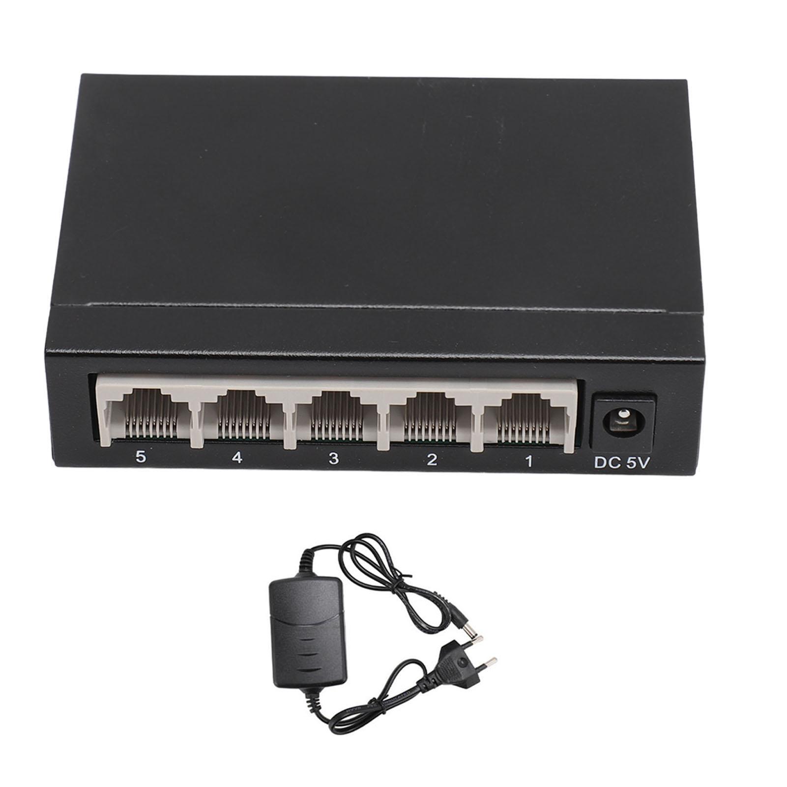 

Ethernet-комутатор 5-портовий гігабітний Ethernet-розгалужувач Plug and Play Безшумна робота Металевий мережевий хаб