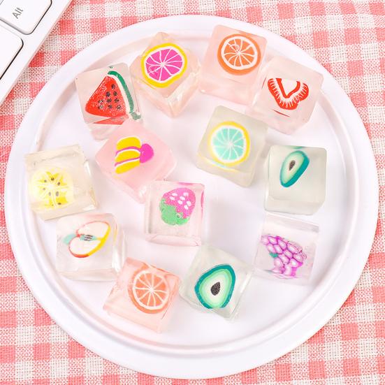 

12 шт., игрушка для сжатия фруктового кубика льда, снятие стресса и беспокойства, мультяшный фруктовый кубик, сенсорная игрушка для детей и подростков, взрослых, портативный мягкий прозрачный кубик TPR, игрушка для сжатия 12pcs