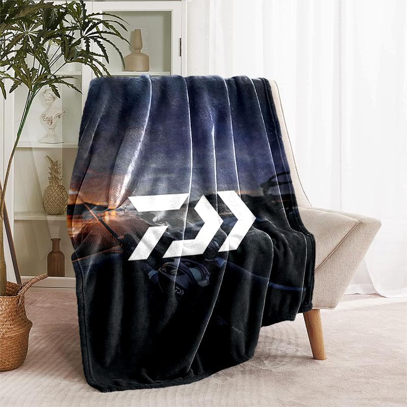 Fishing D-Daiwa printed throw blanket—lightweight,soft,warm;versatile blanket for all seasons—perfect as &air-conditioning throw,nap blanket