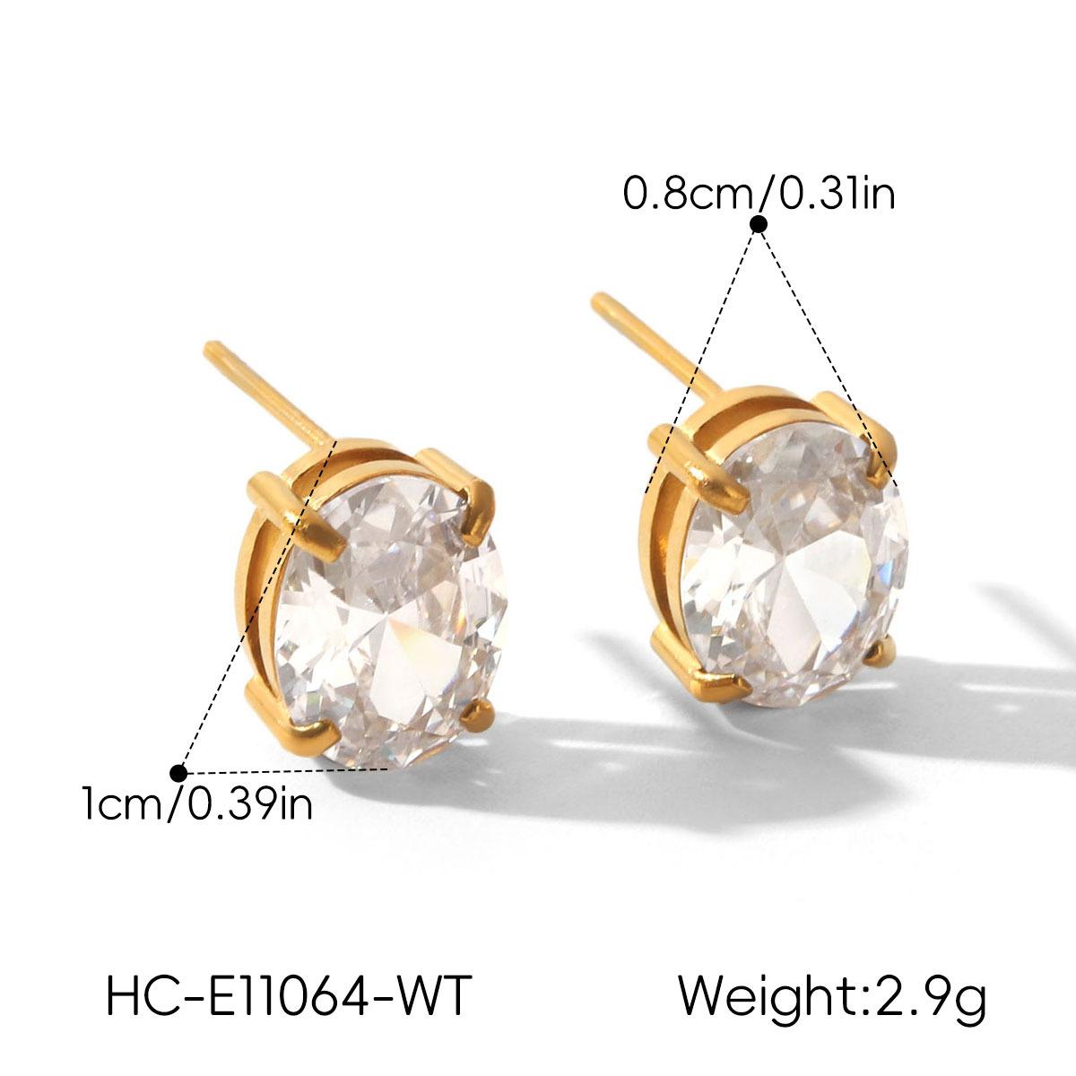New Zircon Earrings for Women, Fashionable Versatile Studs, 18K Gold, Non-fading Titanium Steel Ear Jewelry Ring
