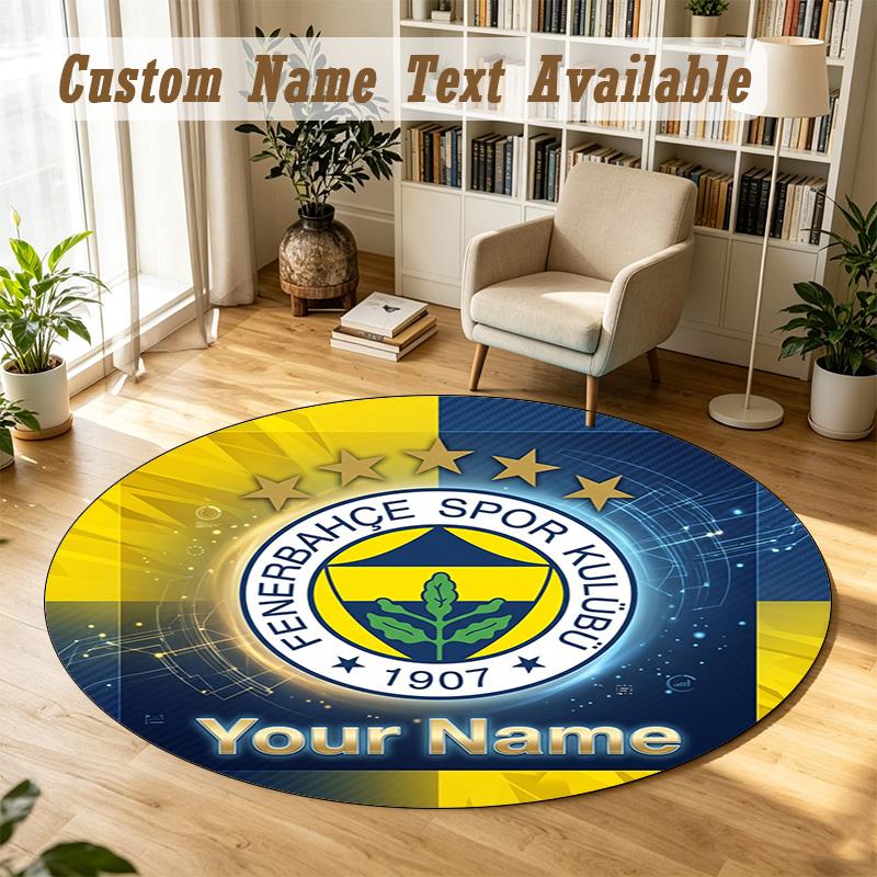 Round Rug Custom NameFenerbahçe FC Pattern Non Slip Carpet Home Floor Decor