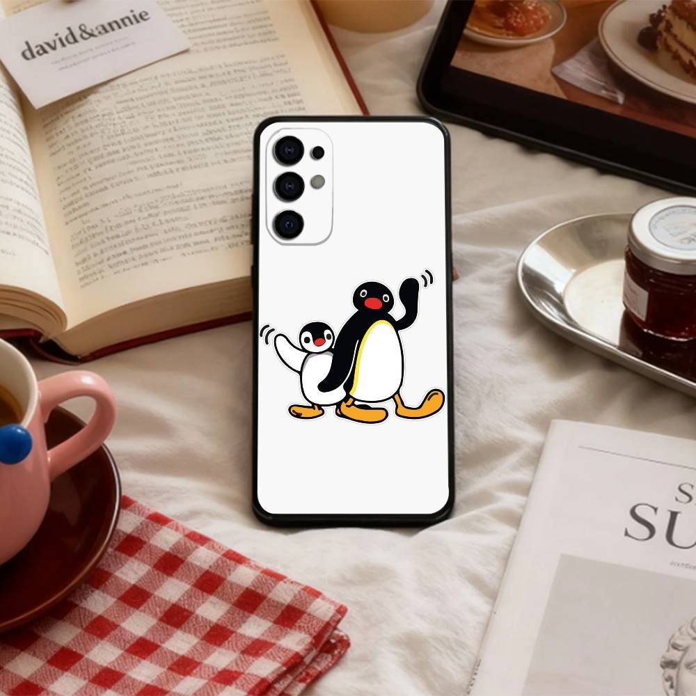 

C-Cute Kawaii P-Penguin Phone Case For Samsung S 25,24,23,22,30,21,10,9,Ultra,Plus,Lite,FE,4,5 G Soft Black Case Samsung S24ULTRA