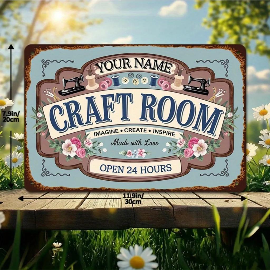Custom Personalized Metal Craft Room Sign Retro Inspirational Wall Decor Art Studio Home Decoration