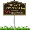 Private Property No Trespassing Sign, 12" X 8" No Soliciting Sign Aluminum with 28" Tall Alloy Stake for Easy Installation, Rust-Free& Fade Resistant