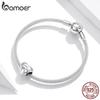 Bamoer Authentic 925 Sterling Silver Heart-shaped Charm Women Love with Pet Bead Jewelry Fit 3mm Snake Bracelet or Necklace DIY Jewelry
