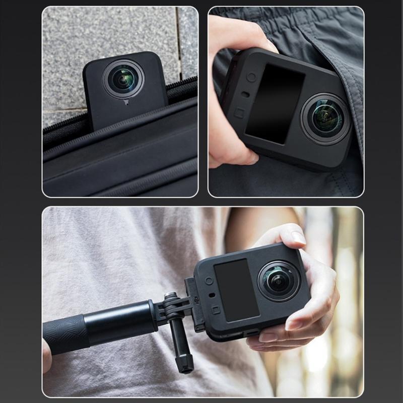 Stoßfeste rutschfeste Silikonhülle für 360 Action-Kamera Vollkörperschutz Staubdicht Schnellverschluss