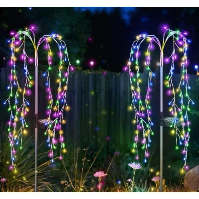 Solar Garden Lights Outdoor Decor 1Pack, Artificial 100 LEDs Tree Lights Yard Planter Patio Lawn Flowerbed Path Decorative Outside