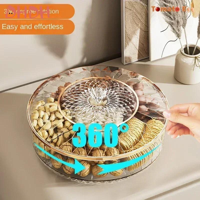 Rotatable Round Plastic Storage Box Multi-layer Sealed Container for Dried Fruit Snacks Dessert Household Use