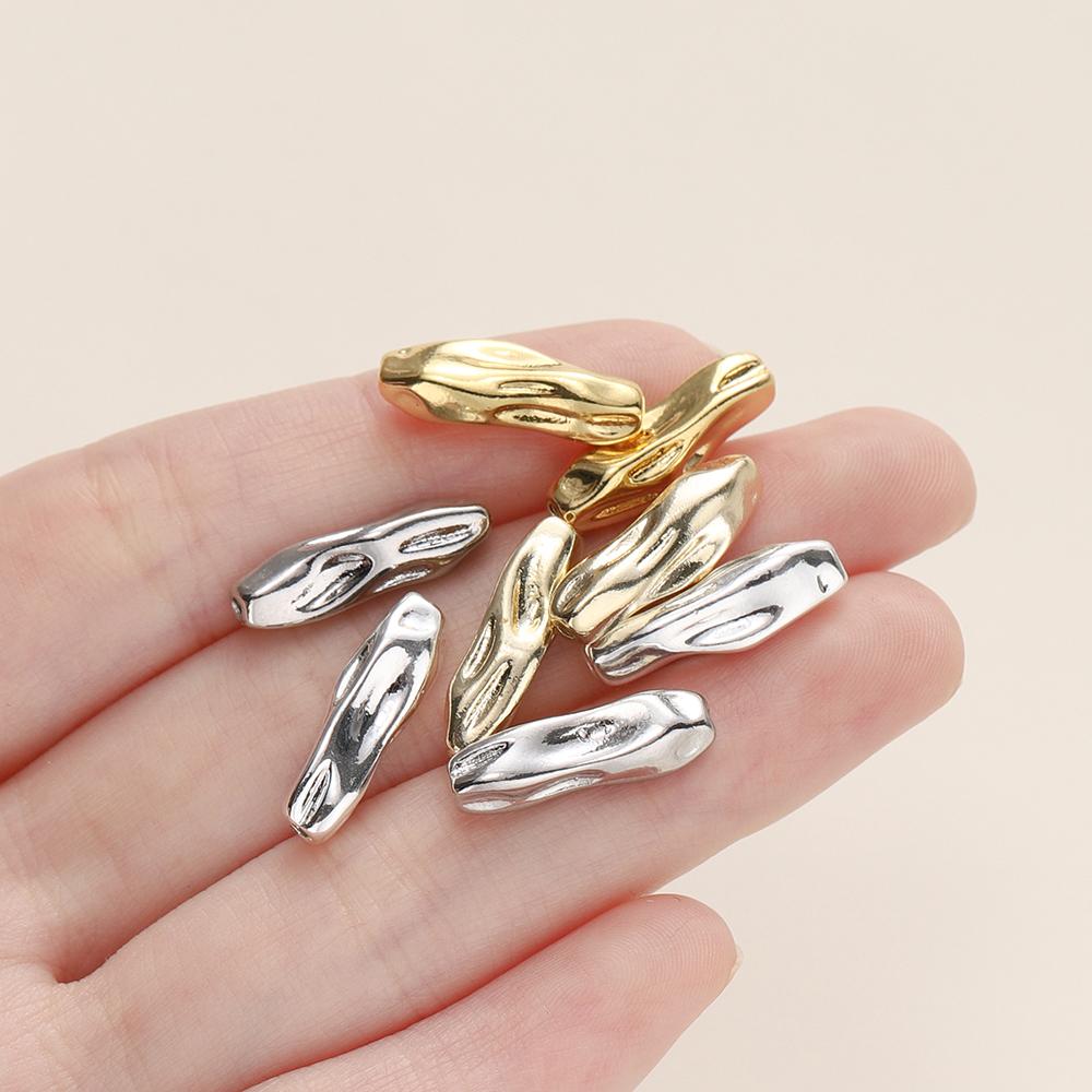 4Pcs/Pack 14/18K Gold Color Plated Metal Brass Threaded Long Beads For DIY Bracelet Jewelry Making Material Accessories