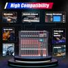 AC 110V Professional 8 Channel Mixing Console Audio Mixer Bluetooth Digital USB MP3 Input 48V Phantom Power Stereo DJ Studio