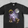 Bee Moon Oversized Distressed Shirt, Bumblebee Space Graphic Tee, Cosmic Insect Art Funny Galaxy Y2K Retro 90s Aesthetic Style. Gift for Her