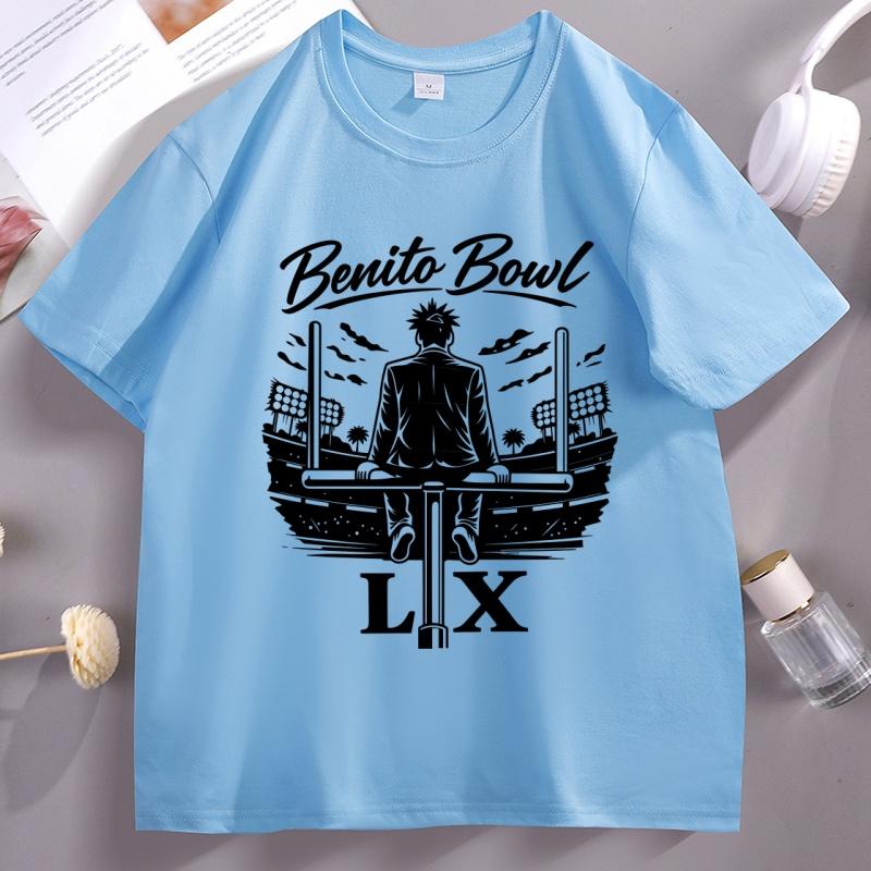 Bad Bunny Benito Bowl LX Stadium T Shirt for Unisex Women Casual Round Neck Tshirt Cotton Short Sleeve Loose Streetwear Clothes