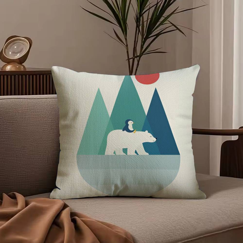 Nordic Modern Anime Pillow Case Anti-dustmite Pillowcase Invisible Zipper Silky Short Plush Sofa Cushion Cover