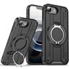 Shockproof Heavy Duty Armor Phone Case with 360° Rotatable Magnetic Metal Ring Stand for iPhone/Samsung Case for Car Holder