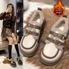 Brand Thick-Soled Leather Height-Increasing Warm Cotton Shoes for Women - Autumn/Winter Japanese Style