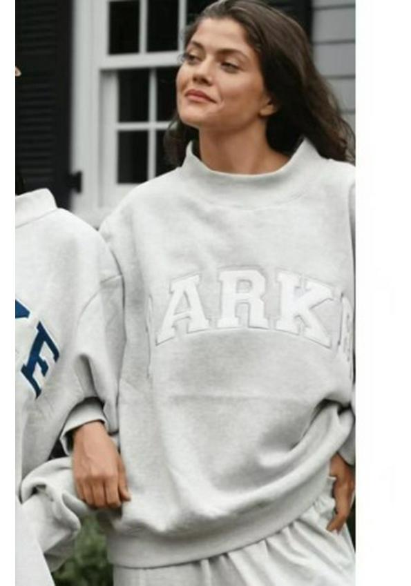Embroidered Women's Half-High Collar Loose Pullover Sweatshirt, Long-Sleeved Winter Top