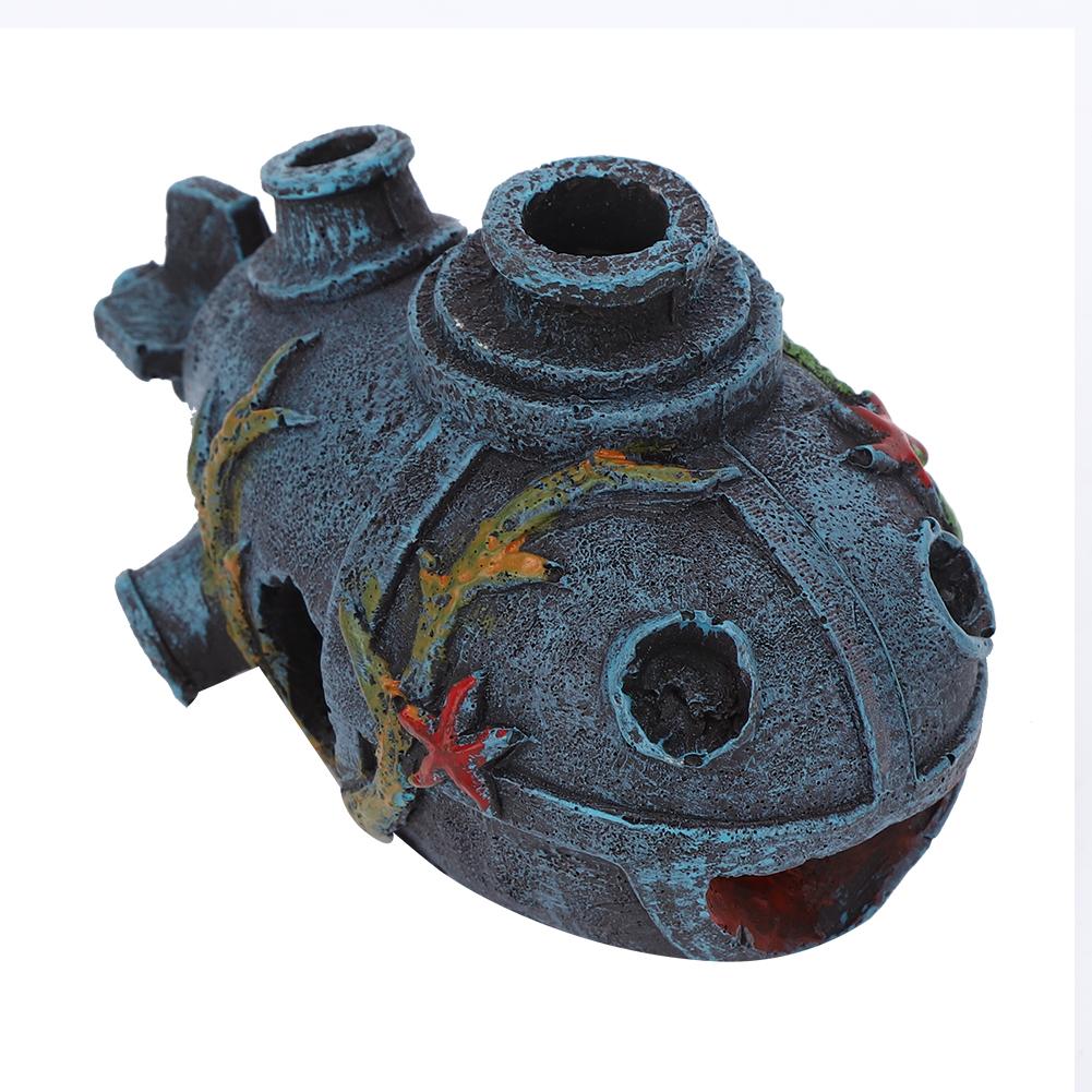 Hollow Cave Submarine Wreck Ornament Resin Fish Tank Ornament New Aquarium Decoration Fish Hiding