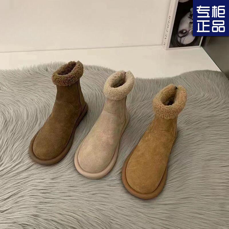 Douyin popular snow boots women's winter 2025 new fashion velvet women's shoes extra thick and thin short boots flat horse