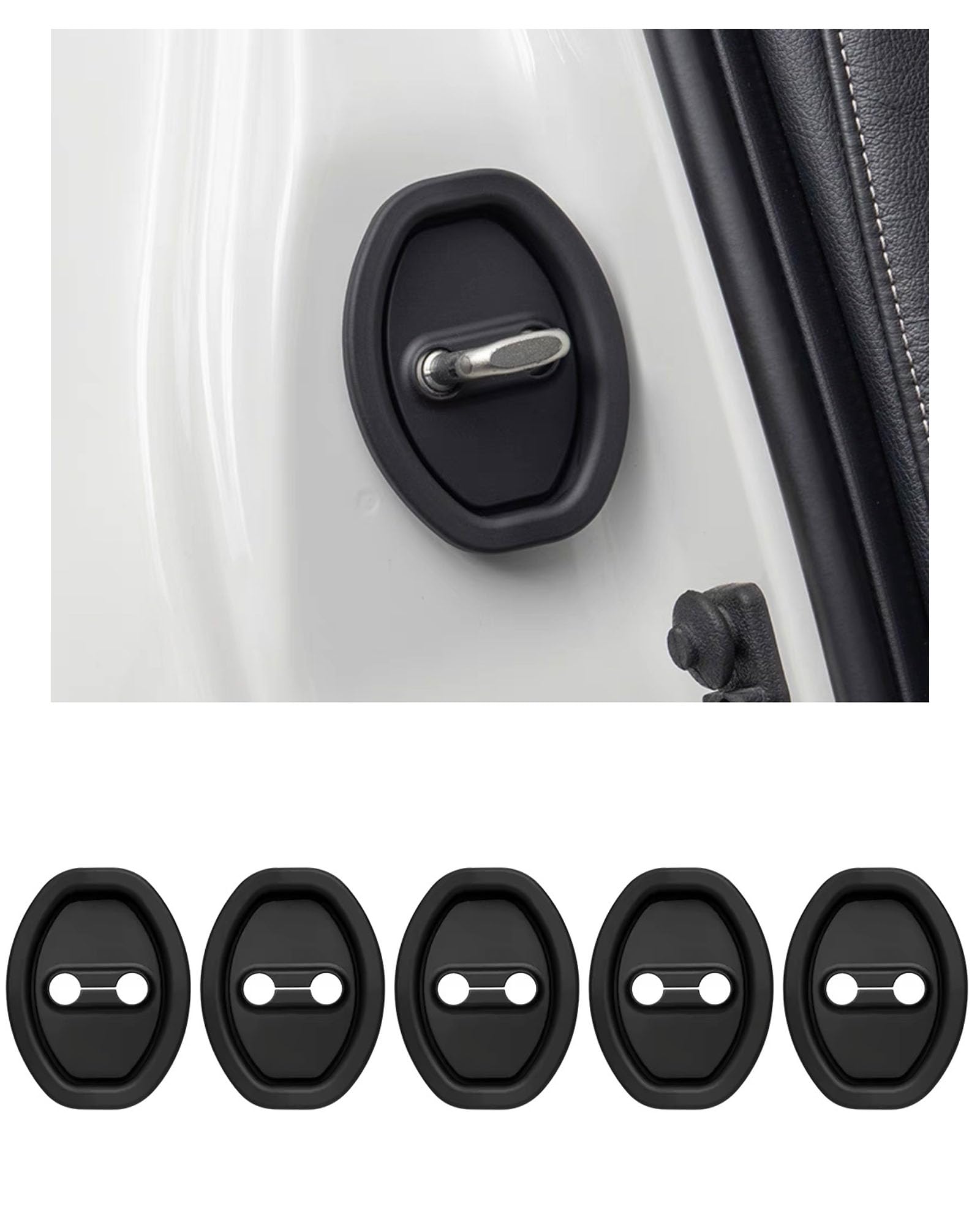 

Car Door Lock Covers Fits Daihatsu New Move Canvas LA850S LA860S LA850 Series Door Striker Cover Protector Rust Shock Noise Reduction Black 5-Pack -