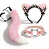 Anime-Inspired Kawaii Cat Ear Headband With Collar Belt Fox Tail Costume Set Women Adult Cosplay