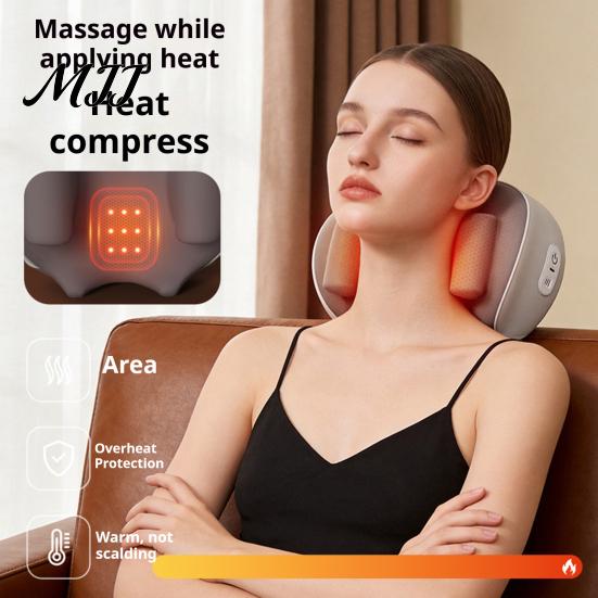 Electric Deep Tissue Massage Device Cordless Neck Pillow with Heat, Adjustable Ergonomic Shiatsu Shoulder Back Shoulders Massager Massager,