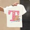 Capibara Cute T-shirt Kids Anime Capybara Letter A-Z Tees Girls Summer Short Sleeve Polyester Tops Children Clothes Gift Hot Sales