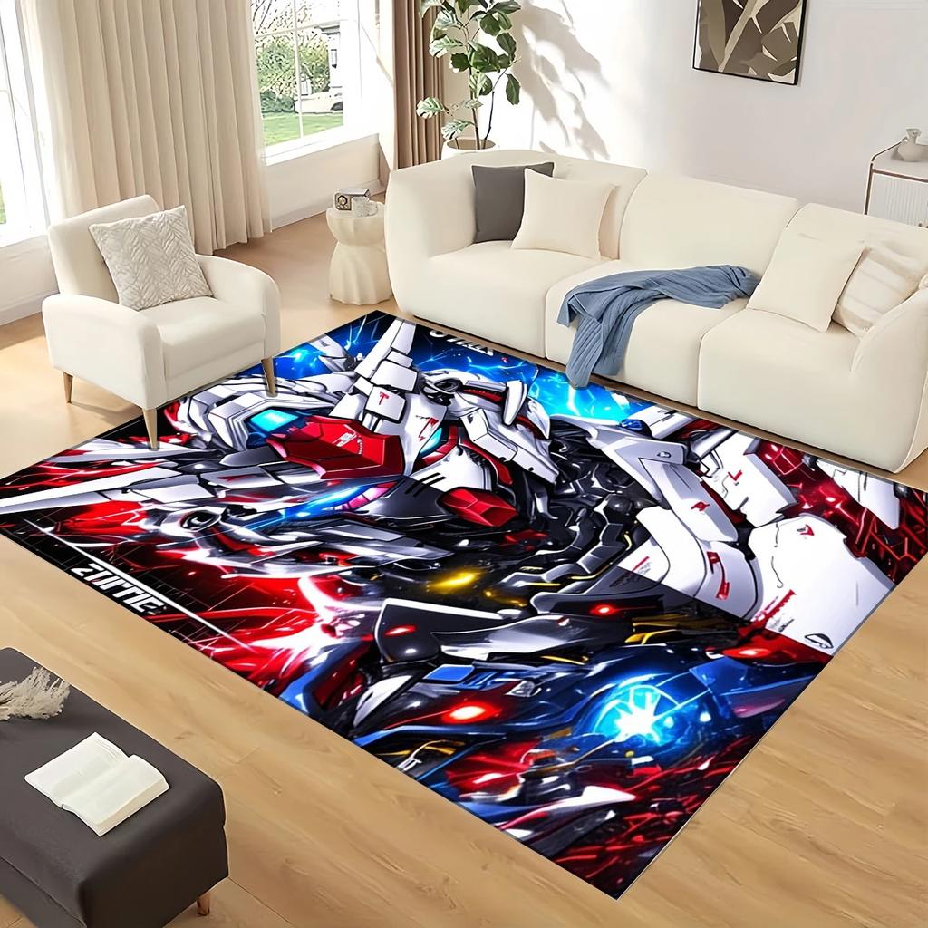 3D GUNDAM Robot Cartoon Carpet Rug for Living Room Bedroom Home Sofa Decoration,kids Play Non-slip Floor Mat Christmas Gift