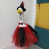 Witch Porch Goose Outfits Outdoor Halloween Goose Clothes with Witch Hat Tutu Skirt Bowtie for 23" High Cement Goose Statue Lawn Garden Decor