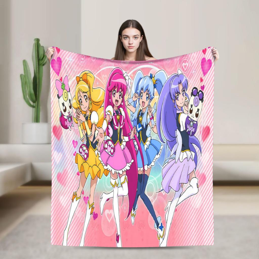 Pretty Cure Super Soft Blanket Airplane Travel Plush Throw Blanket Funny Outdoor Flannel Bedspread Sofa Bed Cover