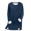 Women's Fashion Solid Color Round Neck Long Sleeve Plush Versatile Warm Bottom Shirt Top