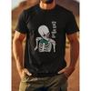 Cotton T-Shirt Skull Print Tagline It Should Be Easy After the Party Breathable and Comfortable Crew Neck Short Sleeves