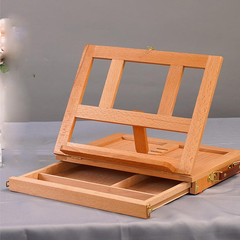 1 or 3 Layers 1pc Portable Wood Artist Painting Easel with Fold Down,drawer Can Store Brush&paint box,Outdoor Sketching Stand with Handle.