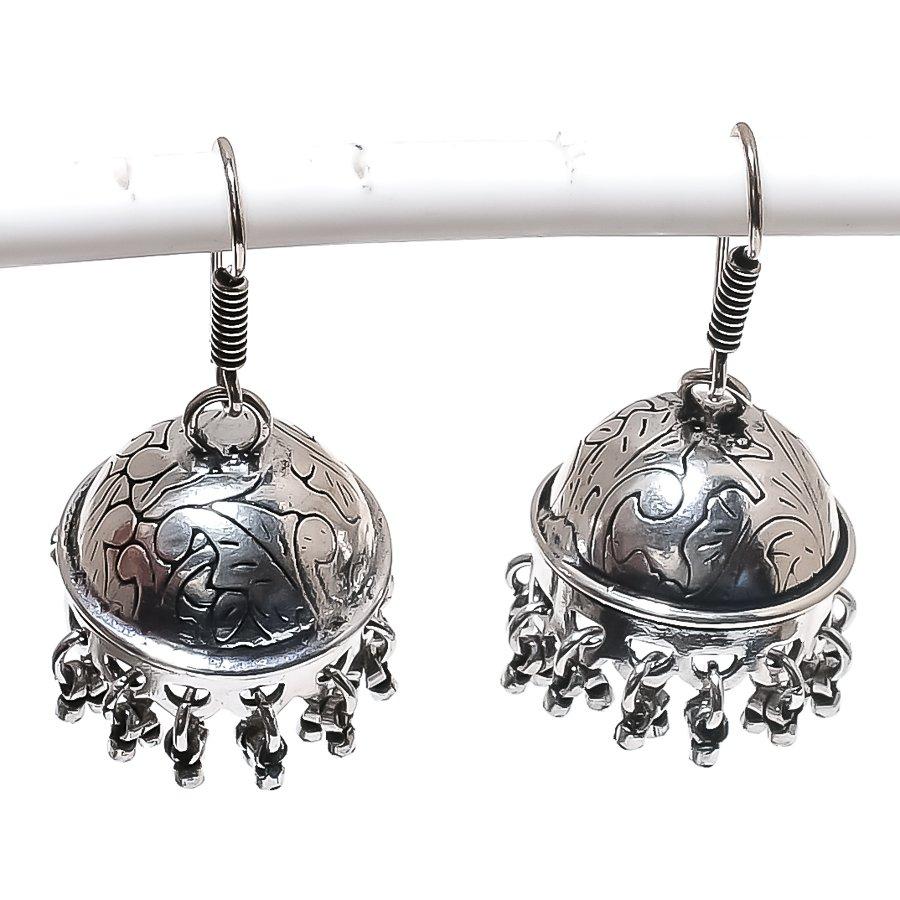 Vintage Look Gemstone 925 Sterling Silver Earring 1.77"