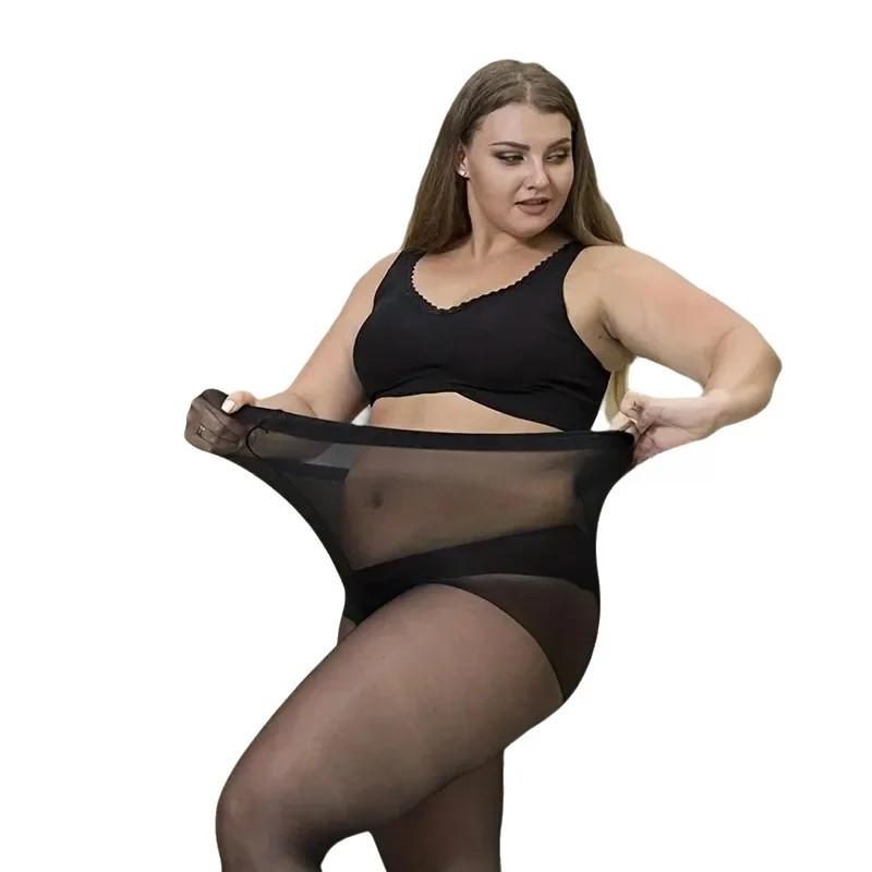 A Pair Of Women S Stretchy Plus Size Ultra Thin Skin Tights Flat Base Pantyhose M-L
