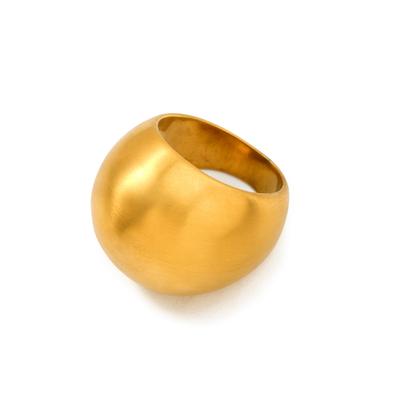 Youthway Vintage Frosted Italian Brushed Chubby Stainless Steel Ring  Gold Plated Charm Golden Jewelry Gift For Women