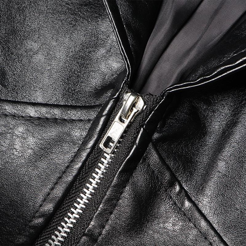 2026 Women's Fashionable Slimming Leather Jacket with Waist-Cinching Design