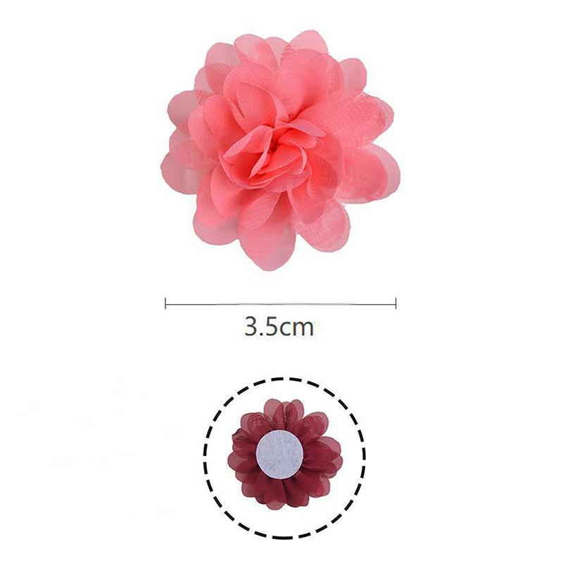 10Pcs 3.5Cm Chiffon Flower Hair Bows Fully Lined Flower Tiny Hair Clips Fine Hair Girls For Infants Toddlers Set