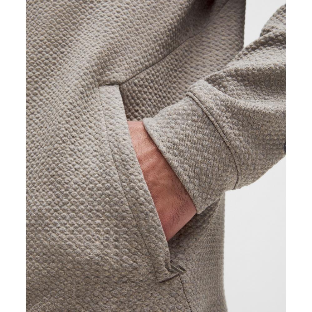 Lululemon Textured Double Knit Cotton Hoodie Heathered Rover Black