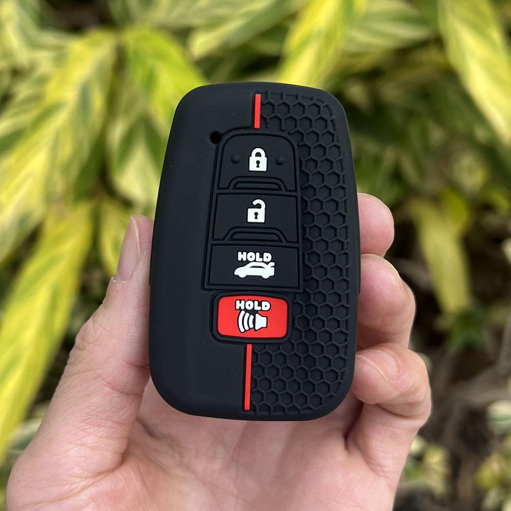 

Silicone Car Key Case Holder Shell Soft Remote Cover Protector for Toyota Rav4 Corolla Camry Avalon Accessories Keychain Bag Set чорний