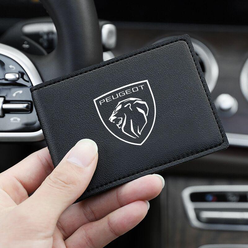 PU Leather Credit Card Case Car Driving Documents Protective Case For Peugeot 206 207 307 3008 2008 308 408 508 301 208