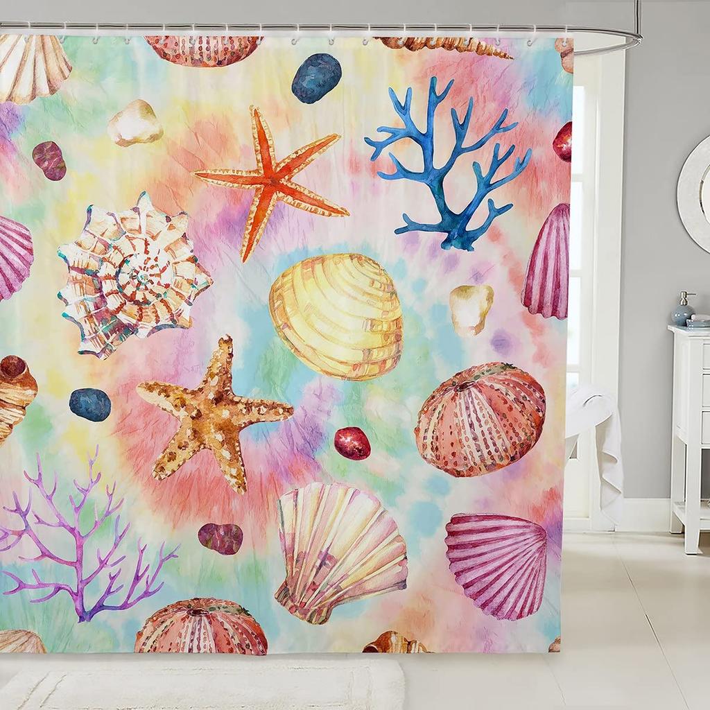 Blue Crab Shower Curtain,Hippie Boho Mandala Bathroom Curtain Small Size Sea Ocean Nautical Theme Bath Curtain Beach Animal