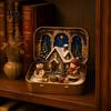 Scatola Espositiva Storia di Natale Mini Set in Latta, Dimensioni Tascabili Scena Festiva Ornamento Religioso con Figure in Miniatura, Decorazione da Collezione