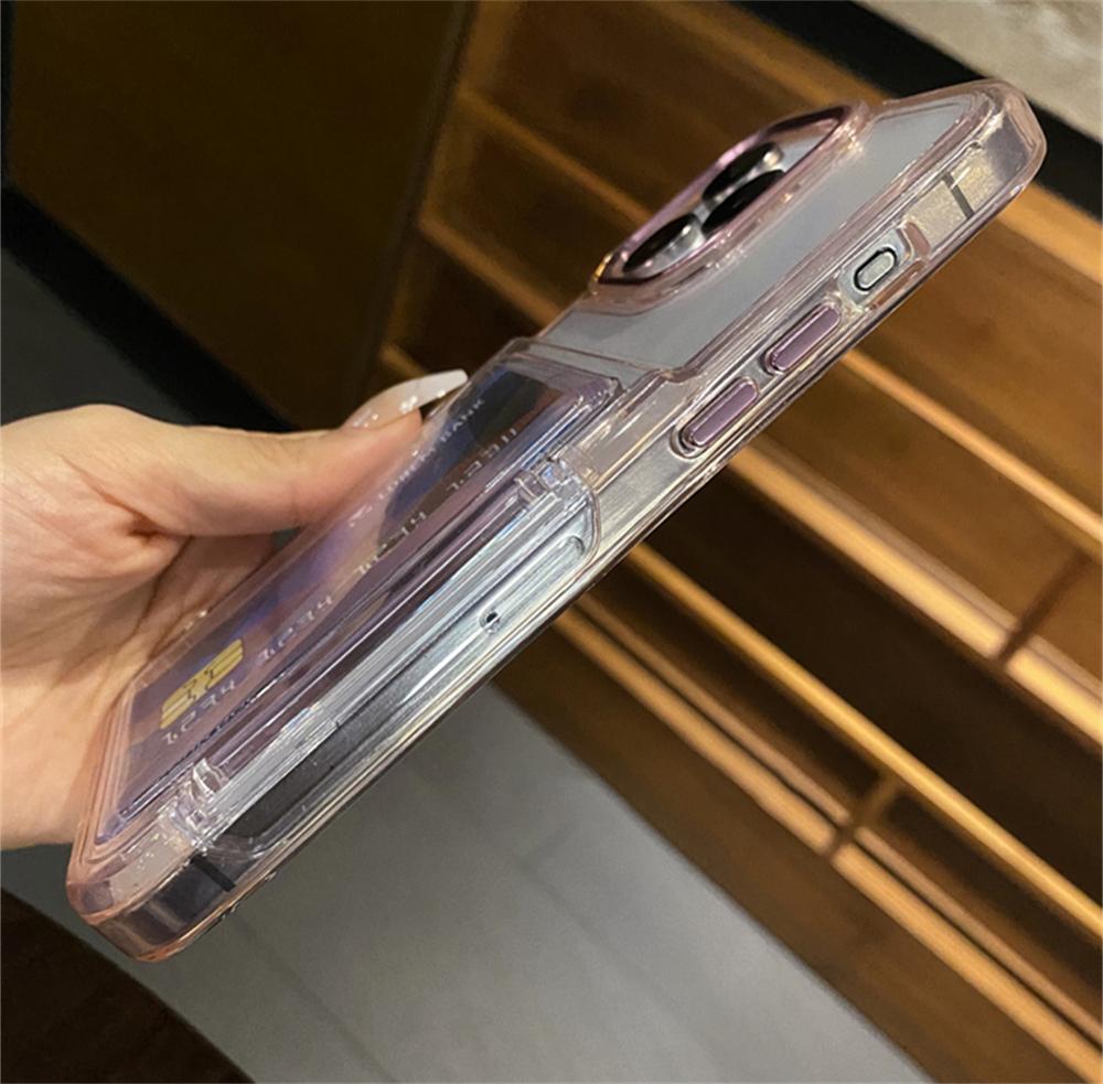 Luxury Transparent Card Slot Holder Wallet Shockproof Case For iPhone 16 15 14 12 11 13 Pro Max 15 Plus Clear Hard Acrylic Cover