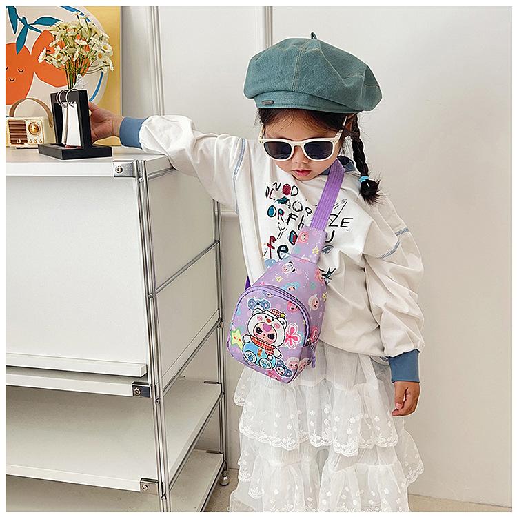 New children's breast bag cute cartoon animation printed shoulder bag leisure travel children's fun messenger bag backpack