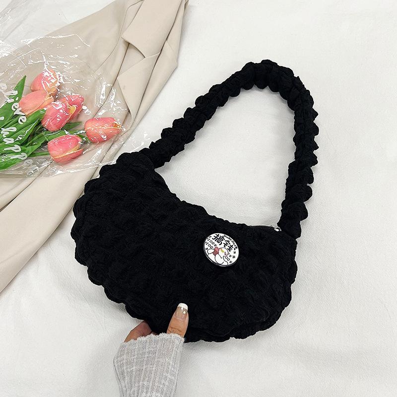 

Сегодняшняя популярная облачная сумка-пуф, женская модная плиссированная сумка через плечо, простая однотонная студенческая портативная сумка подмышку