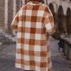 HNXC Fashion Autumn and Winter Women's Lapel Long-sleeved Loose Checkered Single-breasted Long Plush Casual Coat